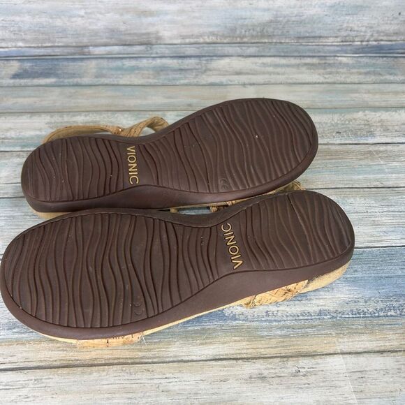 Vionic Sandals Farra Womens 8 Leather Slingback Adjustable Cork Beige - Picture 9 of 9